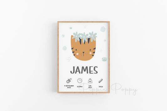 CAT HEAD BIRTH ANNOUNCEMENT POSTER