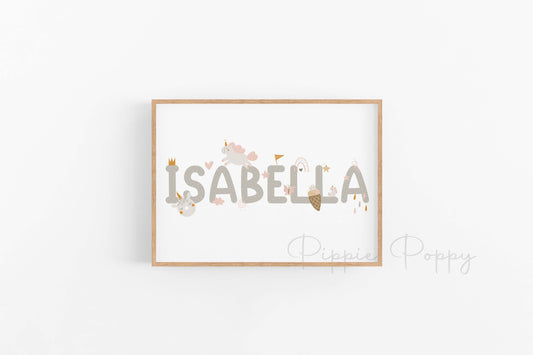 PERSONALISED NAME POSTER (UNICORN)